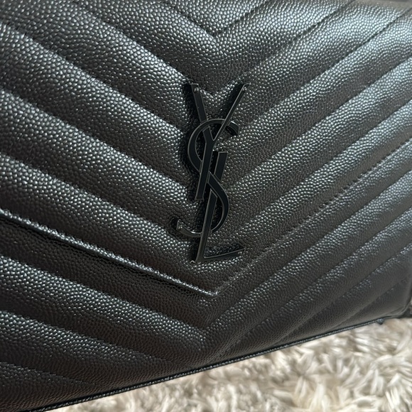 Saint Laurent Monogram Quilted Leather Chain Wallet / Black on Black YSL - Picture 5 of 8